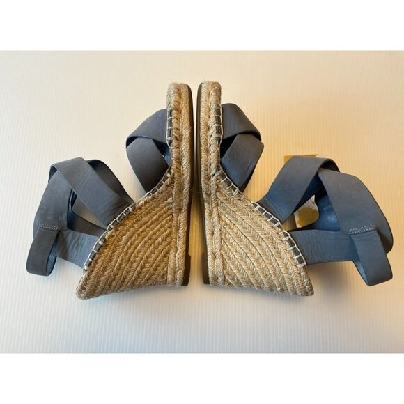 Joie Blue Leather Strappy Espadrille Wedge Heels, Size 6.5 US, 36.5 EU - Picture 7 of 11